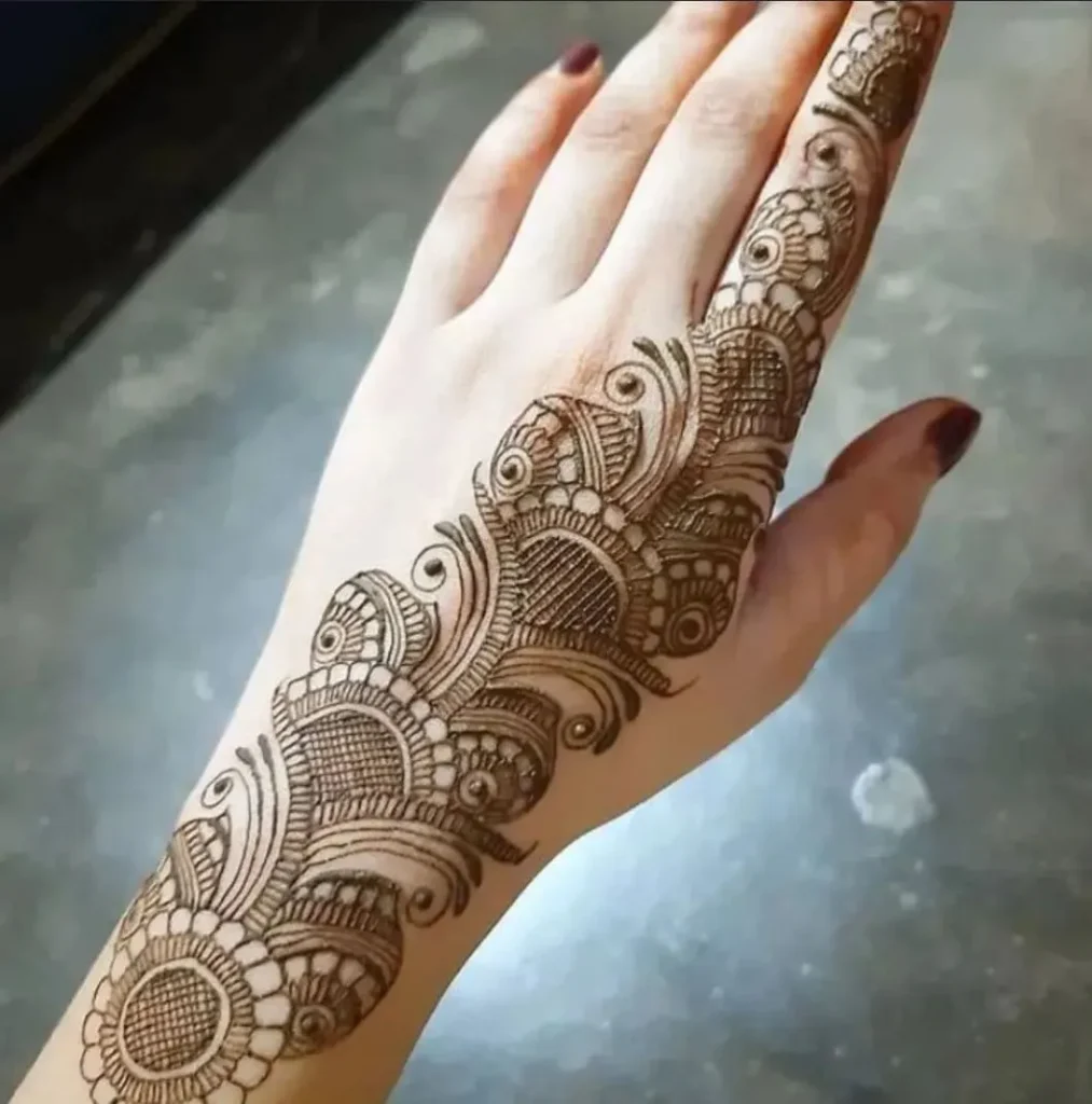 Mehndi design full hand back side 6