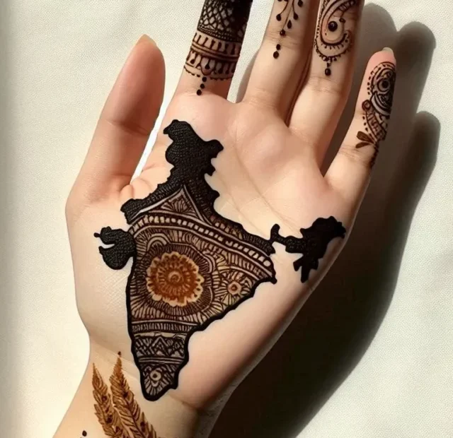 Independence Day Mehndi Design with India map